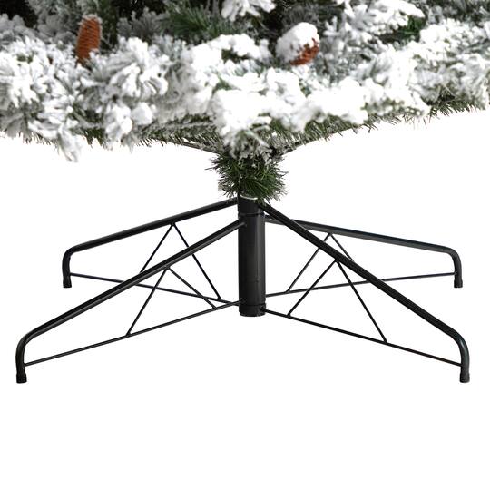 9ft. Pre-Lit Flocked White River Mountain Pine Artificial Christmas Tree, Clear LED Lights